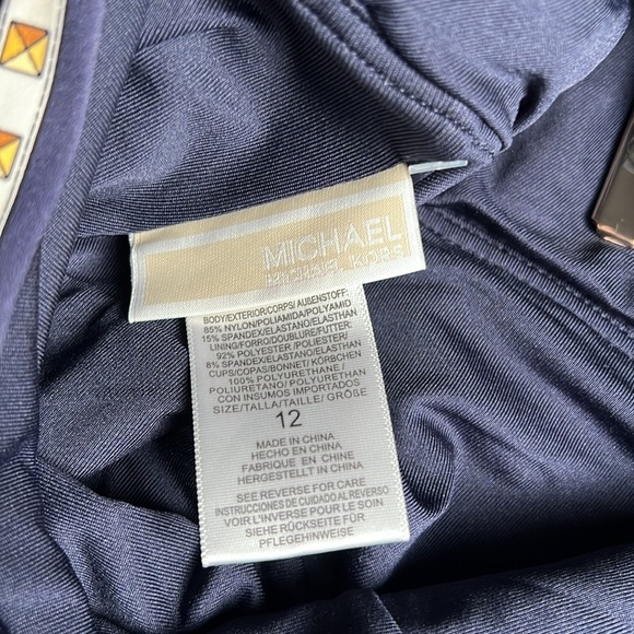 MICHAEL Michael Kors Cross Front Halter One Piece Swimsuit - Chain Border12 A301 - Picture 7 of 7